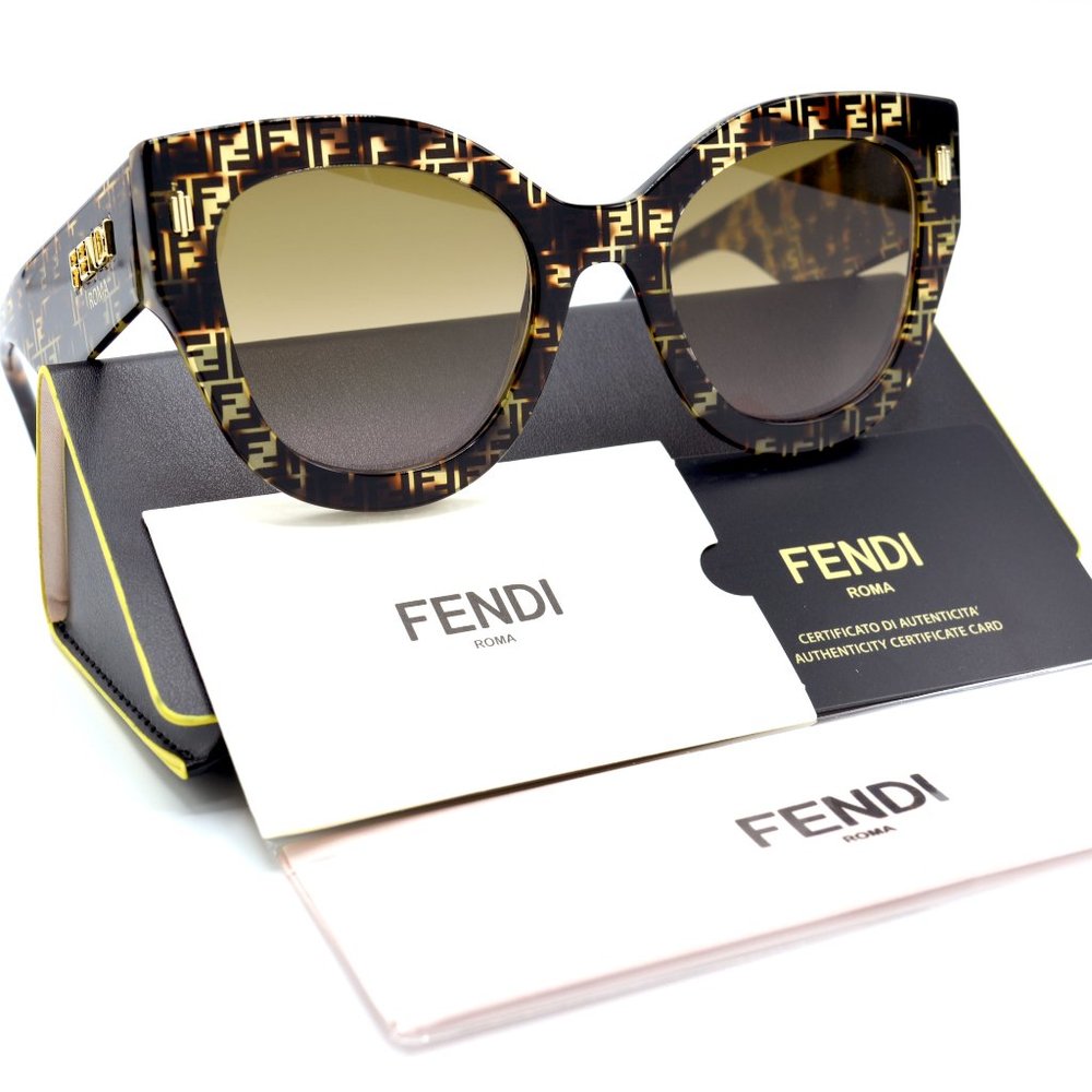 FENDI FF0435/S H7P PATERN HAVANA SUNGLASSES - Picture 4 of 8
